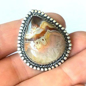 Earthy Boho Ring with Jasper Stone, Statement Jewelry for Women, Almost size 8